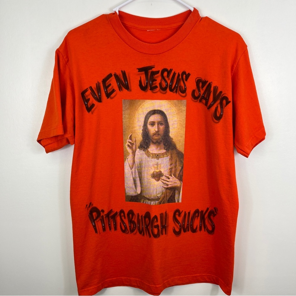 Vintage Cleveland Browns Pittsburgh Sucks Jesus Says TShirt Steelers MuniLot M